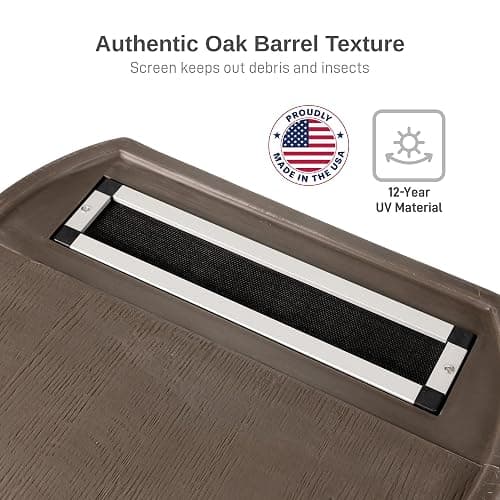 RTS Home Accents 50-Gallon Rain Barrel with Brass Spigot, Flat Back Rain Water Collection Barrel, Walnut Color thumbnail 4