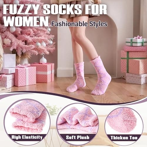 ANTSANG Womens Fuzzy Socks Fluffy Slipper Cozy Cabin Winter Soft Fleece Warm Comfy Thick Christmas Gift Socks thumbnail 2