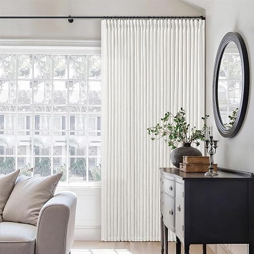 TWODRAPES Beige White Pinch Pleated Linen Curtains 2 Panels 100 Inches Long | Memory Training Shaped, Semi Sheer Pleat Drapes with Hooks Rings, Light Filtering Curtains 40x100 for Living Room Bedroom thumbnail 7