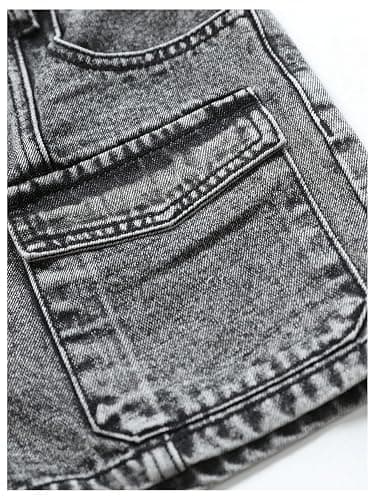 WDIRARA Girl's Button Jean Shorts Star Patched Denim Shorts with Pockets | High Elastic Waist, Emo Bottom, Gothic, Cute, for Teen Tween Kids thumbnail 4