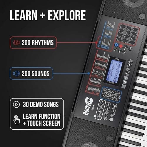 RockJam RJ761 61 Key Keyboard Piano with Keyboard Bench, Digital Piano Stool, Sustain Pedal, Headphones & Lessons thumbnail 4