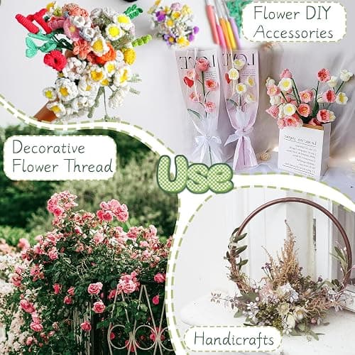 100 Pcs Floral Stems Wire for Paper Flower,14 Inch 2 Gauge Dark Green Floral Stem Wire,Crafting Floral Stem for Flower Arrangements DIY,Bouquet Stem Wrapping and Crafts thumbnail 5