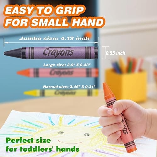 WOSWEL Jumbo Crayons Bulk 12 Pack, Fat Crayons for Toddlers 1-3, Non-Toxic Easy-Grip for Kids Ages 2-4, 8 Bright Colors, Safe Art Supplies for Coloring Books & School Projects thumbnail 3