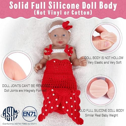 Vollence 23 inch Full Silicone Baby Dolls - Realistic, Not Vinyl, Cute Reborn Dolls - Lifelike Baby Child Gifts - Girl thumbnail 4