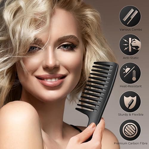 SALONSILK Women Hair Comb Set - 14PCS Wide Tooth Rat Tail Styling Combs Pick for Curly - Teasing Parting Fine Professional Barber Cutting Braiding Set thumbnail 2