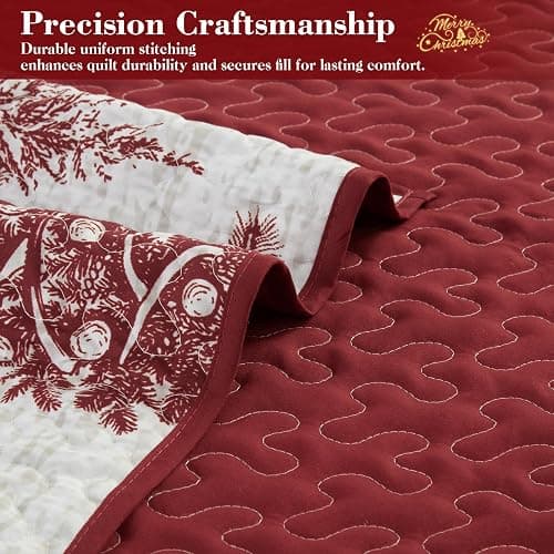 Christmas Quilt Set King Size, Christmas Holiday Decorations Bedspread Set, Soft and Breathable Xmas Quilt Bedding Set (King, 106"x96") thumbnail 6