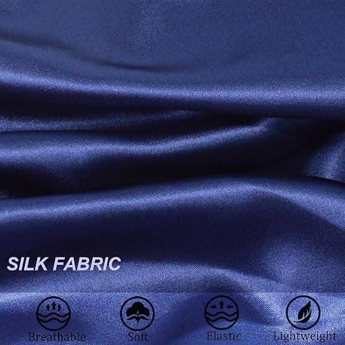 Beutyme Silk Bonnet for Sleeping Satin Bonnets Double Layer Reversible Hair Cap Bonnet for Women Long Curly Braid Hair (Navy) thumbnail 4