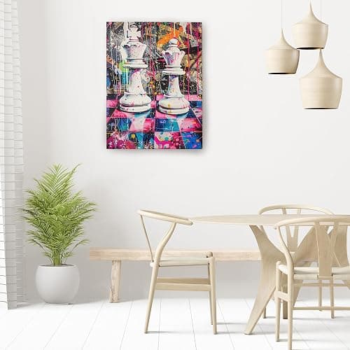 Spring Abstract Chess Canvas Wall Art, Multi-Color Graffiti King and Queen Poster Prints, Modern Wall Art Home Decor For Living Room, Bedroom, Office, Glamorous Unframed 8x12 Inch thumbnail 5