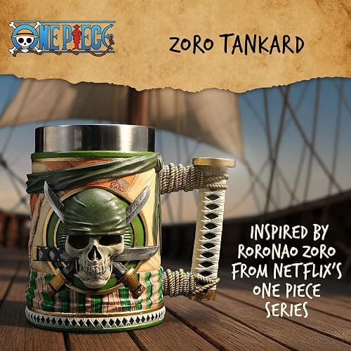 Nemesis Now One Piece Zoro Tankard 15.5cm - Officially Licensed Anime Resin Drinkware with Sword Hilt Handle, Zoro's Emblem, One Piece Logo, For Fans thumbnail 3