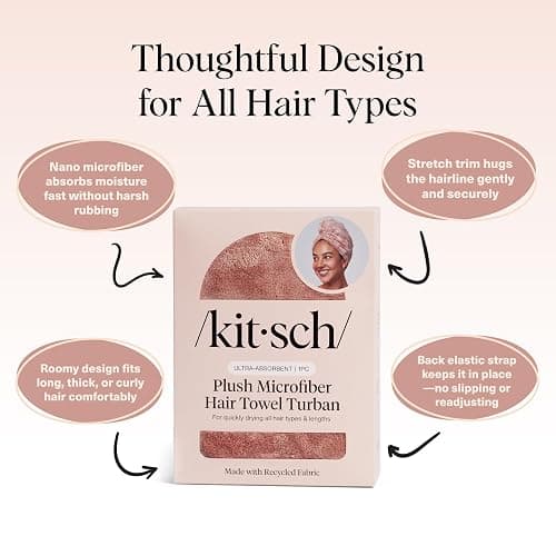 Kitsch Plush Microfiber Hair Towel Wrap for Women – Ultra Absorbent Microfiber Bath Towels for Wet, Curly, Long or Short Hair – Anti-Frizz Hair Wrap, Great Hair Care Gifts for Women thumbnail 4
