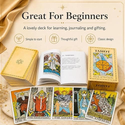 Qualis 78 PCS Original Tarot Cards And Book For Beginners Set | Deck with 100 Page Guide Book | Tarot Card Set By Pamela Colman - Smith-Waite Rider Deck For Beginners thumbnail 4