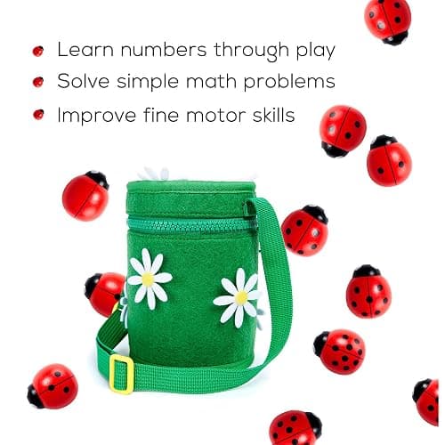 Counting Ladybugs - Montessori Wooden Counting Toy for Girls 3 4 5 Year Old - Ladybug Learning Toys for Toddlers - Preschool Kids Toys for Number Matching, Sorting & Fine Motor Skills - Lady Bug Gifts thumbnail 3