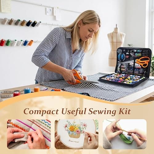 Professional Sewing Kit for Adults, 205PCS Needle and Thread Kit with 36 Spools, Scissors & Case, Mini Sewing Kit & Travel Sewing Kit for Beginners, Emergency Repairs, Sewing Machine Accessories thumbnail 5