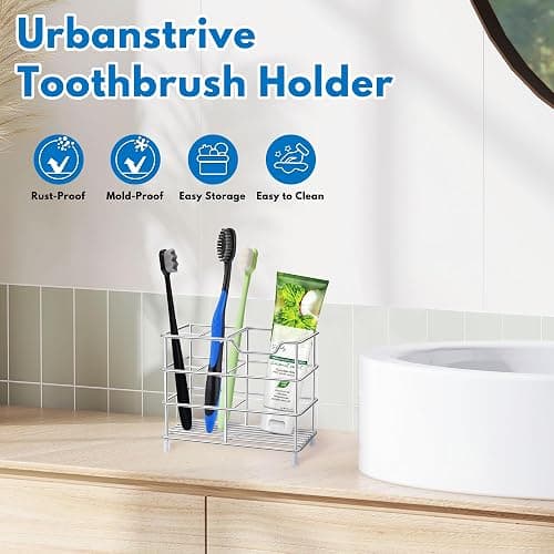 Toothbrush Holders for Bathrooms 304 Stainless Steel Quick Drying Silver | Upgrade Heavy Duty Sturdy Durable Toothpaste Holder Bathroom Organizer Storage Decor Accessories Tooth Brush Holder Caddy thumbnail 8