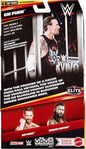 ​Mattel WWE Elite Collection Top Picks Action Figures & Accessories Set, 6-inch Collectible CM Punk with Swappable Hands & Ring Gear​ thumbnail 6