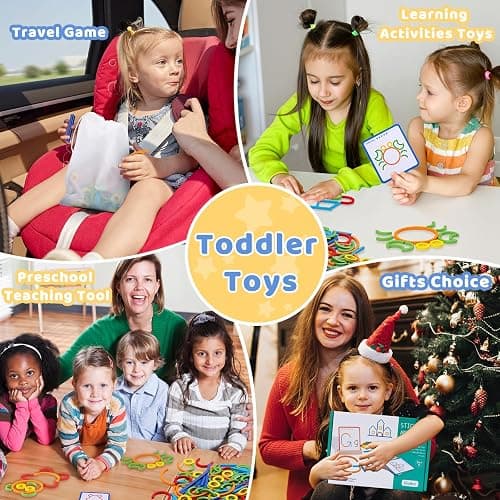 142pcs Wooden Pattern Blocks Montessori Smart Sticks Wooden Tangram Puzzle STEM Toy Activities Preschool Brain Teaser Montessori Toys Gift for 3 4 5 Years Old Kids Boys Girls thumbnail 6