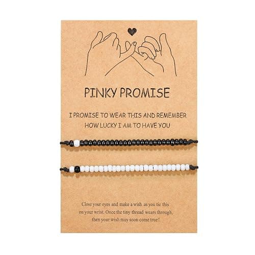 UNGENT THEM Pinky Promise Matching Bracelet for Couples Soulmate Man Distance Relationship Gifts for Women Men Him Her… - Image 1