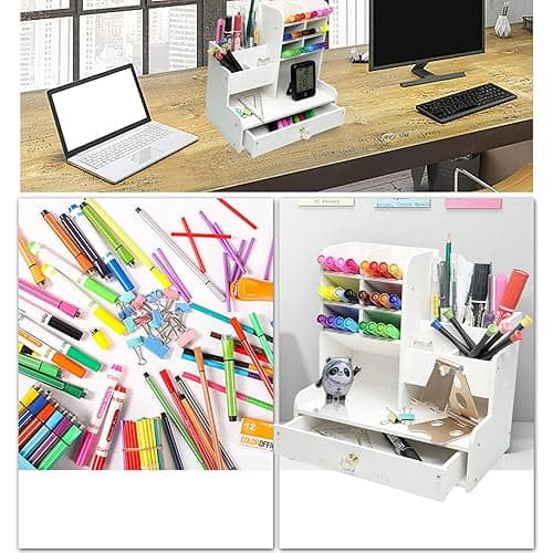 Notwoe Schreibtisch Organizer mit Schublade,Vielseitig einsetzbar Stiftehalter,Stiftehalter Schreibtisch,Desk Organizer Weiß Für Zuhause,Büro und Schule. (Weib-A) thumbnail 7