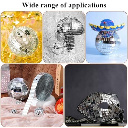10000 Pcs Disco Ball Mirror Tiles Self Adhesive 5 x 5 mm Small Square Mirror Mosaic Tiles Disco Ball Tapes Stickers for Crafts DIY Party Decoration thumbnail 6