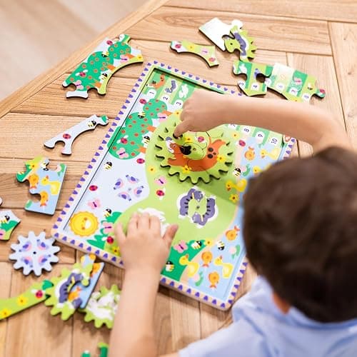 Melissa & Doug Wooden Animal Chase Jigsaw Spinning Gear Puzzle – 24 Pieces Wooden Puzzle for Toddlers and Preschoolers, for Boys and Girls Ages 3+ thumbnail 2