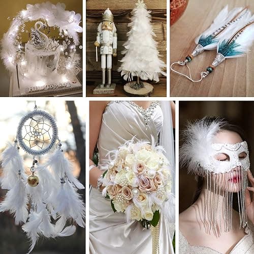 Soarer 300pcs White Feathers for Crafts - 3-5inch Feathers Bulk for Wedding Home Party, Dream Catcher Supplies and DIY Crafts(White) thumbnail 6