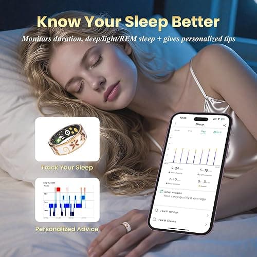Enamel Craft Smart Ring for Women & Men - No Subscription Fee Fitness Tracker with Sleep Tracking, Heart Rate, SpO2 - IP68 Waterproof for iPhone Android - Activity Tracker, Remote Camera Size7 thumbnail 4