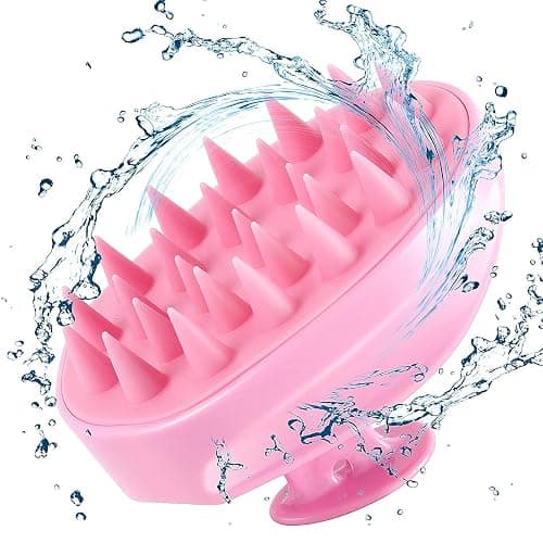 Scalp Massager Shampoo Brush, Hair Scalp Scrubber Shower Hair Brush Head Massager for Stress Relax Hair Growth, Dandruff Brush Scalp Exfoliator for Women Men Kids Pets, Pink - Image 1