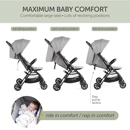 Lightweight Travel Stroller for Baby & Toddlers - Easy Fold & Compact Stroller with Canopy, Storage Basket, Multi-Position Recline & Convenient One-Hand Fold (Grey) thumbnail 7