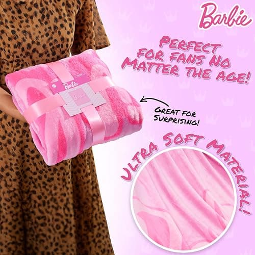 Barbie Fleece Throw Blanket, Cozy Soft Bed Throw Bedroom Decor Plush Throw Comforter 59 x 51 inches for Bedroom Travel Sleepovers, Cute Gifts thumbnail 6