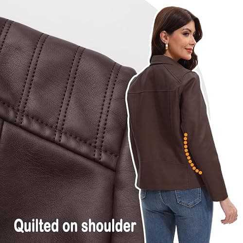 CHIGUO Faux Leather Jacket for Women Motorcycle Fashion Zip Up Coat Trendy Going Out Jackets thumbnail 6