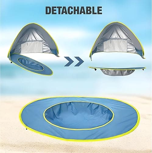 PandaEar Baby Beach Tent with Pool, Pop Up Sun Shelter for Infant Toddlers, Portable UV Protection Shade with Carry Bag for Outdoor Travel, Camping thumbnail 3