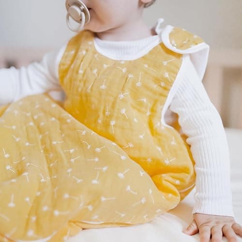 Ehrenkind® Baby Sommerschlafsack Rund Musselin | aus weicher OEKO-TEX zertifizierter Bio-Baumwolle | Sommer Baby Schlafsack Baby 1 TOG Gr. 50/56 Grau-Weiße Punkte - 50-56 - Grau-Weiße Punkte thumbnail 3