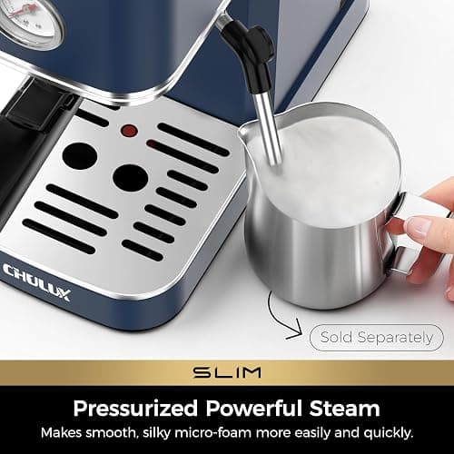 CHULUX Slim Espresso Machine with Milk Frother Steam Wand, 20 Bar Professional Italian Pump Espresso Coffee Machine for Home Cappuccino & Latte Maker, Navy thumbnail 5