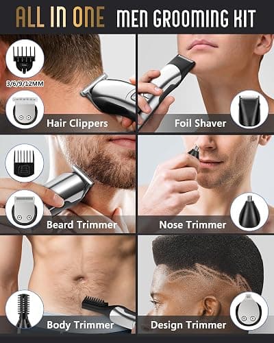Ufree Beard Trimmer for Men, Waterproof Electric Razor for Nose, Body, Face & Mustache, Cordless Hair Clippers Shavers Grooming Kit, Gifts for Men Husband Father thumbnail 2
