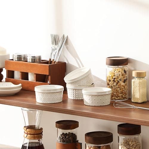 MALACASA Ramekins 6 Oz Oven Safe, Ceramic Creme Brulee Souffle Dishes, Pudding Custard Cups Ramekin For Baking, Small Dipping Sauce Bowls, Set of 4, Microwave and Dishwasher Safe, Arctic White thumbnail 7