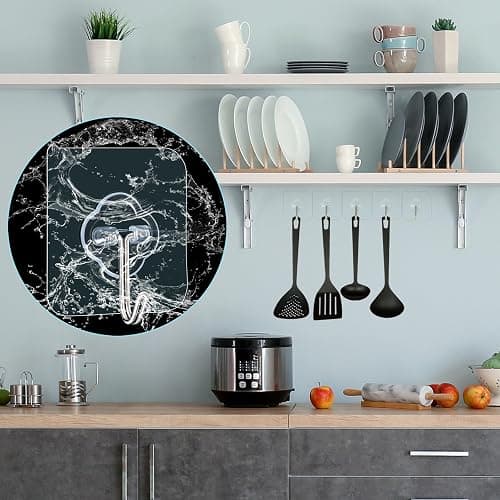 Adhesive Hooks, 32 Pack 33lb(Max) Sticky Hooks, Transparent Reusable Removable Adhesive Hooks for Hanging, Wall Hooks for Hanging Can be Use for Kitchen Bathroom Shower Outdoor Home Improvement thumbnail 2
