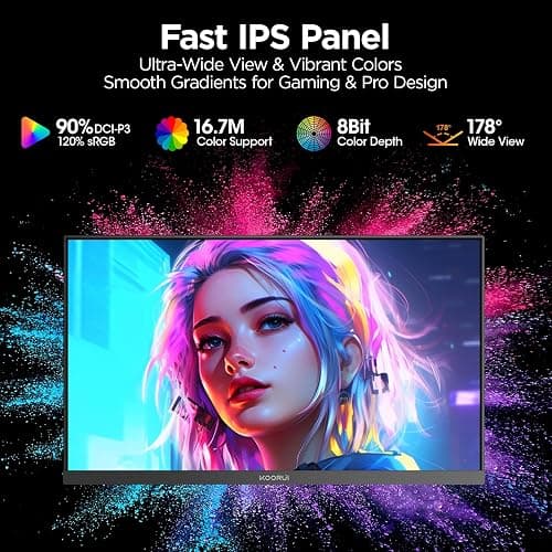 KOORUI 24" Gaming Monitor, 200Hz 1ms Fast IPS, FHD HDR400 Display, 90% DCI-P3 Color Gamut, Adaptive Sync, Ultra Slim Frame, VESA Mountable, HDMI 2.0, DP 1.4, G2411P thumbnail 6