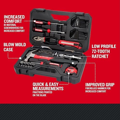 CRAFTSMAN 57 Piece Mechanics Tool Set Home Tool Set, Sockets, Ratchet, Screwdrivers, Hammer, Pliers, Hex Keys, Specialty Bits Hand Tools (CMMT99447) thumbnail 2