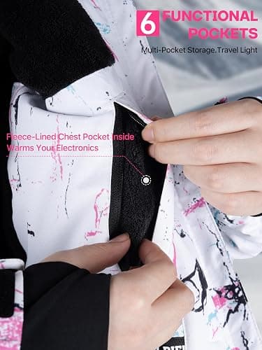 FREE SOLDIER Women's Waterproof Ski Snow Jacket Fleece Lined Warm Winter Rain Jacket with Hood Fully Taped Seams thumbnail 7