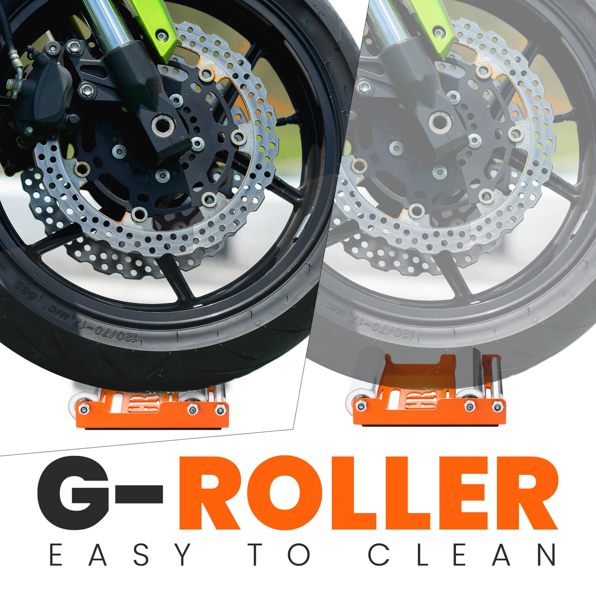 Grand Pitstop Motorcycle Wheel Cleaning Roller stand for Tyre cleaning & chain lubrication - GRoller Wheel Spinner Stand (Medium (Bike485 lb dry wt & Tyre Width180mm)) thumbnail 2
