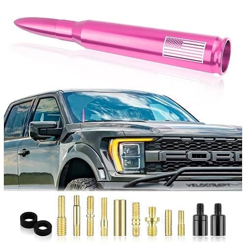 Upgrade American Flag Car Bullet Antenna,Truck Exterior Accessories Antenna Toppers Compatible with GMC,Chevy Silverado,Dodge,Ford,Jeep Antennas Replacement (Premium Pink - U.S. Flag) - Image 1