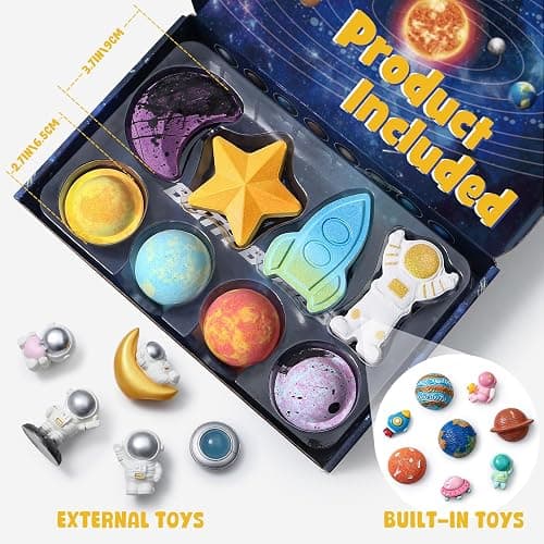 Toylink Space Bath Bombs for Kids with Surprise Inside, 8 Pack Kids Galaxy Bath Bombs with Space Toys for Toddler Boys Girls Handemade Rainbow Bubble Bath Fizzies Birthday Christmas Gift Set thumbnail 2