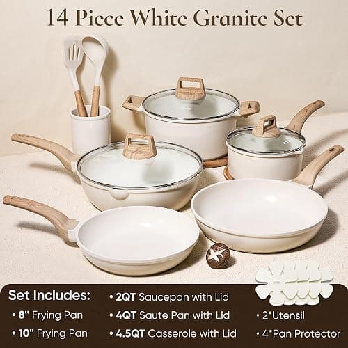 CAROTE 14 Pcs Pots and Pans Set Nonstick,Cookware Set Kitchen Cooking Set with Utensil and Pan Protectors thumbnail 2