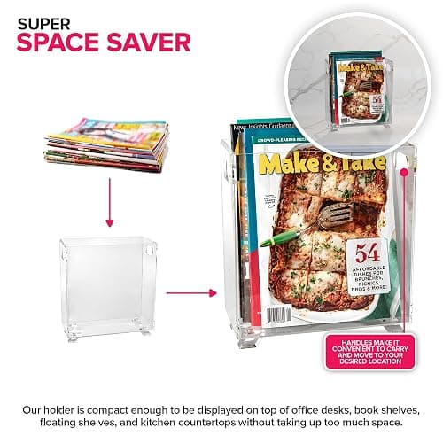 Stock Your Home Acrylic Magazine Holder - Crystal Clear Holder - Shatterproof - Open Top - Space Saver - For Magazines, Publications, Office Desk, Reception, Waiting Room thumbnail 3