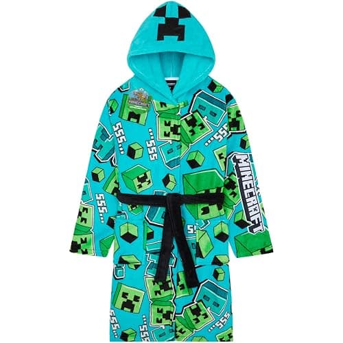 Get Trend Minecraft Robe for Boys Teens, Hooded Dressing Gown, Creeper Loungewear Cozy Robes, Gamer Gifts for Boys - Image 1