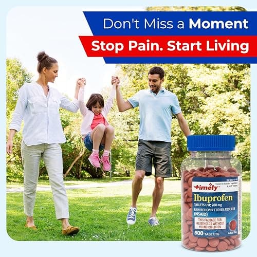 TIME-Cap Labs 500 Tablets Ibuprofen 200mg Coated - Pain Reliever & Fever Reducer (NSAID) for Adults, Helps with Headache, Back Pain, Muscle Aches, Toothaches, Menstrual Cramps & Minor Arthritis Pain thumbnail 6