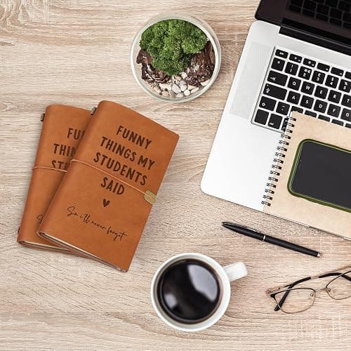 Afterprints Teacher Gifts –“Funny Things My Students Said” Leather Notebook | Cute Teacher Appreciation Gifts for Women Men, Teachers Birthday Presents, Engraved Refillable Journal thumbnail 7