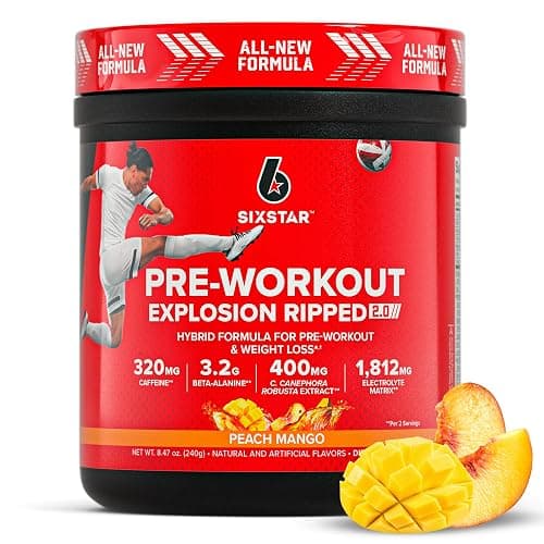 Six Star Pre-Workout Explosion, Peach Mango (30 Servings) - Preworkout Energy Powder Supplement for Men & Women - Pre Workout Drink Mix with Creatine & Beta Alanine - Sports Nutrition Products - Peach Mango V2 - Image 1