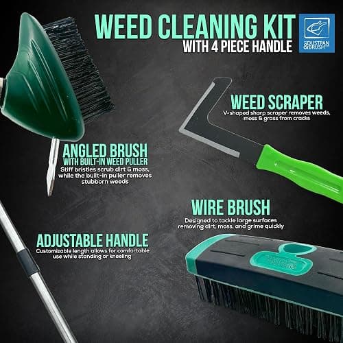 Ultimate Garden Weed Brush Set & Patio Cleaner Includes Metal Wire Broom, Angled Moss Brush with Built In Scraper Tool & Free Handheld Weed Remover Tool, Ideal for Driveway, Garden & Patio Cleaning thumbnail 6