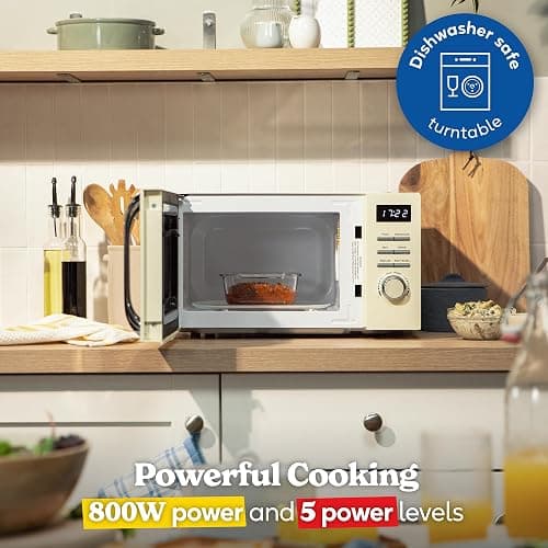 Russell Hobbs Digital Microwave 20L 800W in Cream with 5 Power Levels, Pull Handle Door & Button Control, Clock & Timer, Automatic Defrost, Easy Clean, 8 Auto Cook Menus RHMD818C thumbnail 6